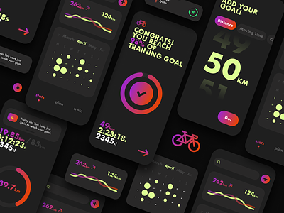 Bike Trainer App app bike clean cycling design elegant fitness gradient graphic design illustration ios lifestyle lineart minimal mobile mobile app training ui uidesign ux