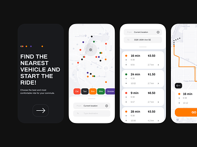 Commute Sharing App app car cars carsharing clean color communication design dots flatdesign gogoapps interface ios minimal mobile taxi tech typography ui ux