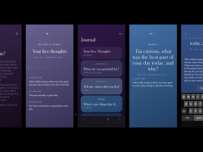 Betwixt Journal animation app clean color flat game gradient interaction magic magical mental mindfulness mobile ui ux wellness