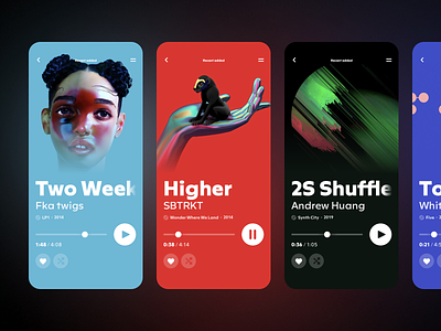 Music Player App app color colors cover design flat interface ios minimal mobile mobile design music player sketch streaming typography ui ux