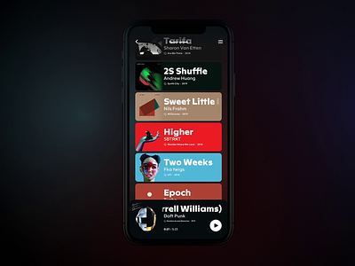 Music Player Interaction animation app color colors cover design flat gif interaction interface ios mobile music music player sketch streaming typography ui ux