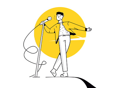 Singer art artist character design illustration illustrator lineart microphone music scene singer song stage vector