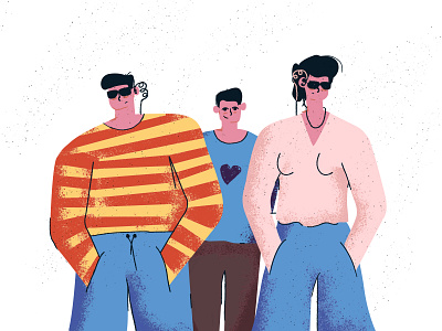 Friends bodyguards - Illustration art bodyguards character colorful flat illustration people scene texture vector