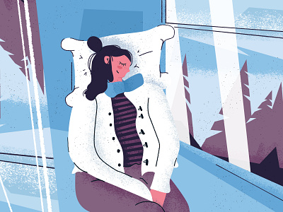 Travel in winter - Illustration art character colorful illustration scene sleep texture train travel voyage winter