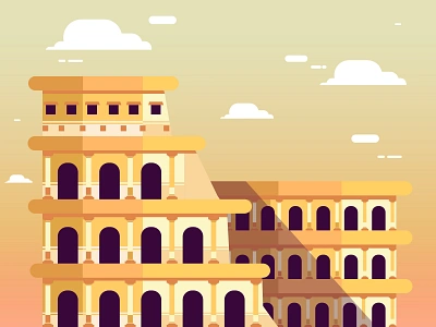 Colosseum architechture art colosseum design flat illustration roma vector