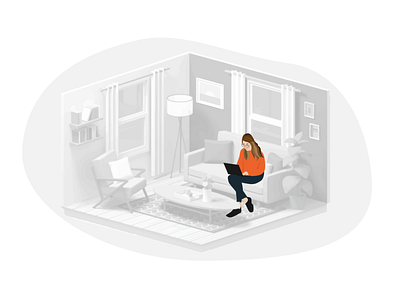 Woman sitting in the living room.