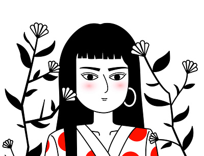 Sawako adobe illustrator character design digital illustration flowers graphic design illustration line art simple