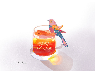 Tea with a wood bird bird illustration gouache illustration illustration digital procreate procreate art tea watercolor illustration