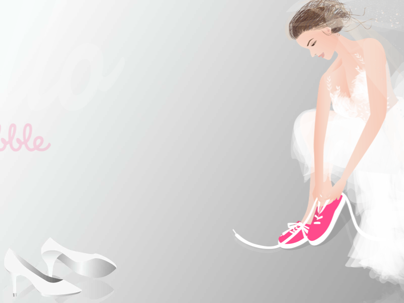 Hello Dribbble animation bride debut shot dress hello dribbble high heels illustration interaction sneaker wedding white