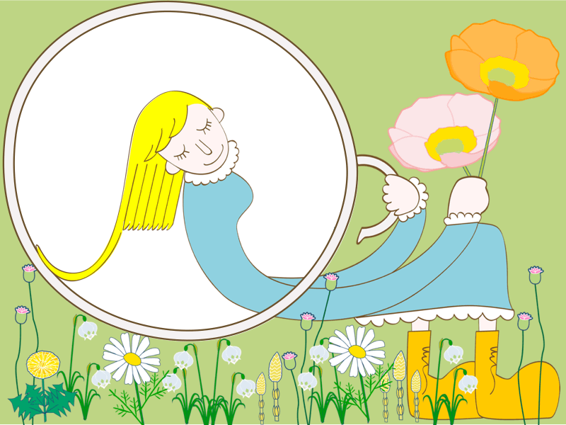 Spring tea animation design flowers girl happy spring illustration interaction spring tea