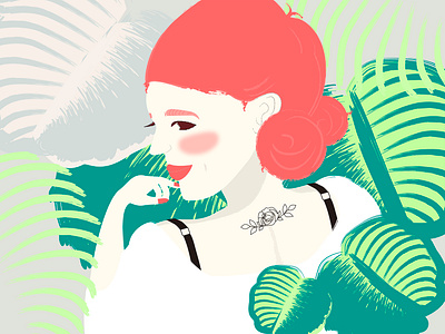 Saturday challenge girl girlillustration illustration plant illustration redhair