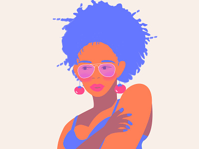 Sunday challenge afro girl girlillustration illustration purple hair