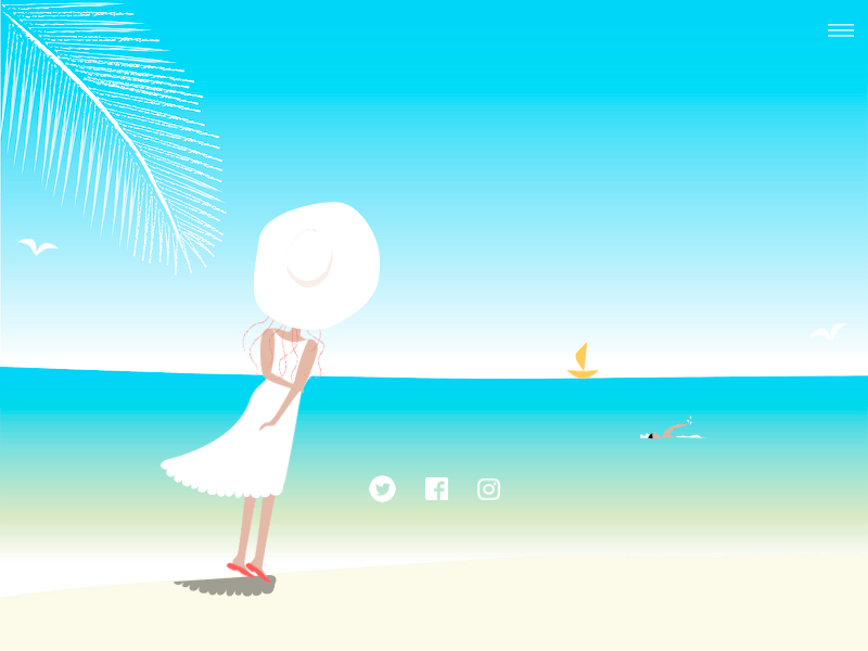 You are nice too! animation beach blueandwhite design girl hat illustration instagram interaction sns ui