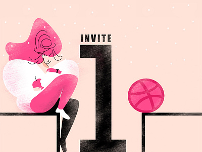 Invite Giveaway dribbble dribbble invite girl illustration invite invite giveaway invites pink hair waiting
