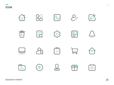 First Set Of Green Linear Icons