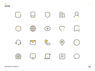 Second Set Of Yellow Linear Icons