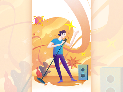 Autumn singer boy flash screen illustration season