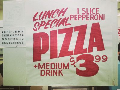 Paper Sign casual pizza red red sable sign painter trade tech