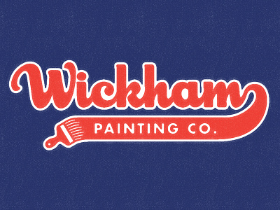 Wickham script baseball brush navy red script white