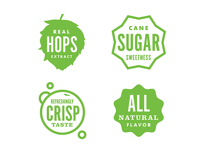 Hop Soda Icons badges bubbles green hops icons