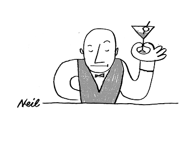 Bartender 3 bartender hand drawn pencil scrawl single line