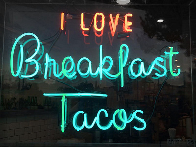 Breakfast Tacos monoweight script neon sign tacos
