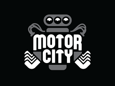 Motor City black detroit engine hemi lettering v8