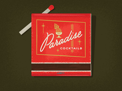 Paradise Cocktails Matchbook grain matchbook script texture vintage