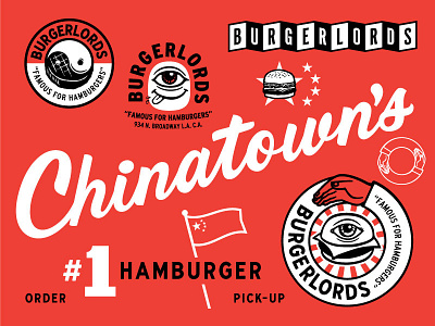 Chinatown's #1 Hamburger burger hamburger red script weird