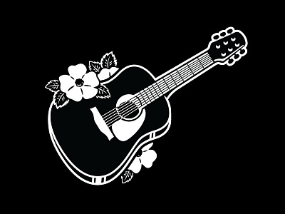 Guitar acoustic guitar black white flowers