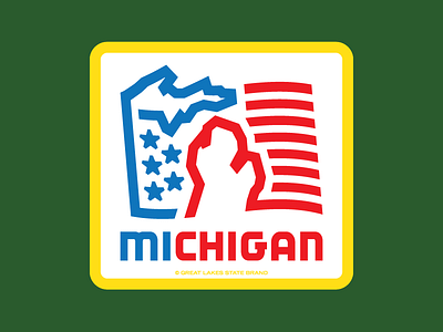 Michigan Stars & Stripes flag michigan red white blue sticker usa wpa