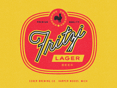 Fritzi Lager beer label lettering rooster script vintage