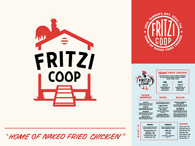 Fritzi Coop Elements branding brush lettering casual chicken coop eggs fried chicken restaurant rooster sign painting