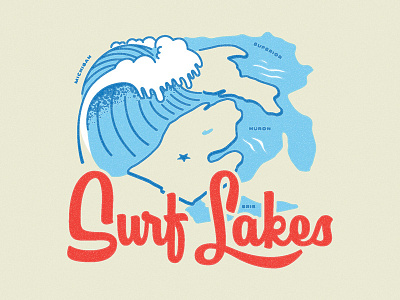 Surf Lakes 2 brush script lettering michigan script surfing wave