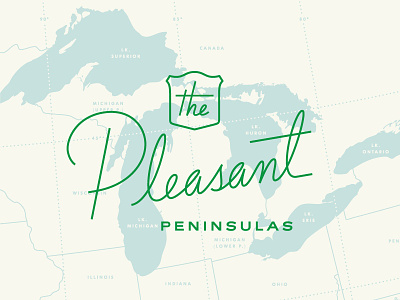 Pleasant Peninsulas hand lettering lettering map michigan mono weight monoline script vintage