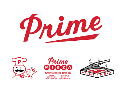 Prime Pizza branding lettering logo pizza restaurant script