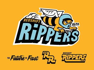 RIP Rippers buzz cartoon dirtbike helmet hornet illustration lettering mascot moto motorcycle script