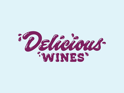 Delicious Wines drips lettering script wine