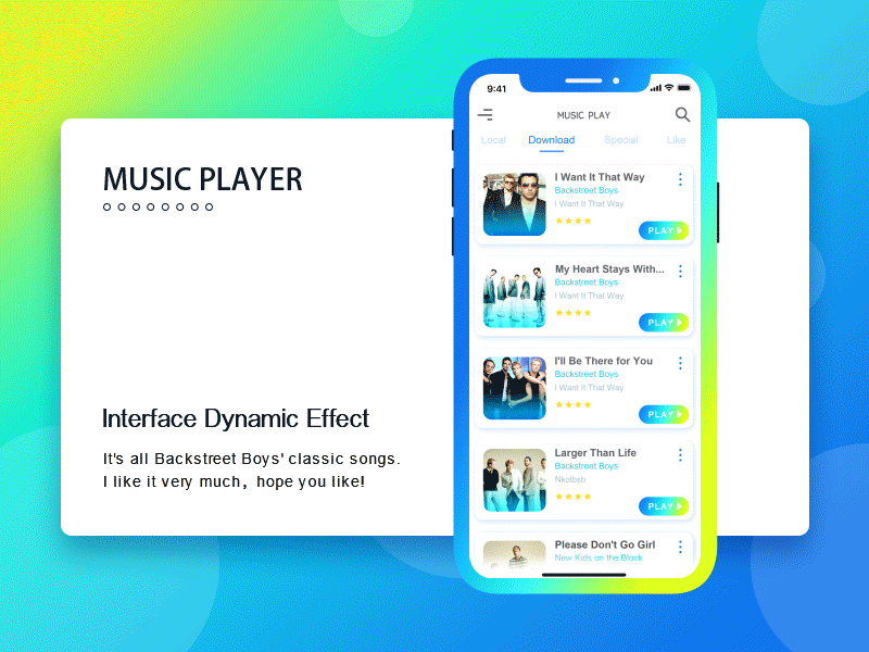 Music APP interface dynamic effect