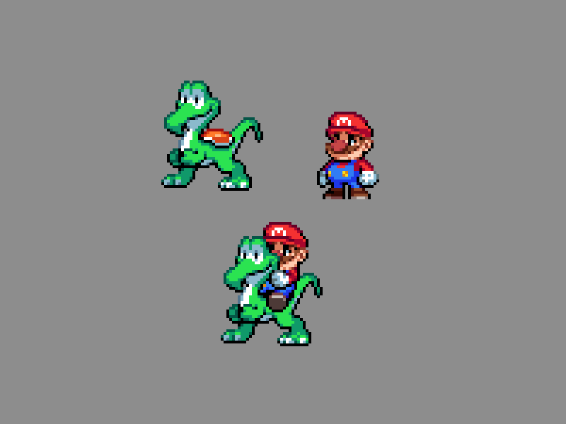 Beta Yoshi and Mario 2d animation art game indie nintendo pixel pixelart