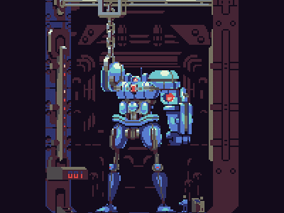 Mecha Room 2d art indie pixel pixelart