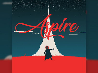Aspire astronaut illustration imagination kid planet red rocket sky space stars