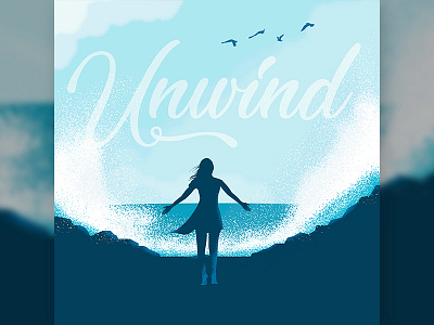 Unwind beach blue crashing illustration imagination inspire kid ocean peace water waves whale