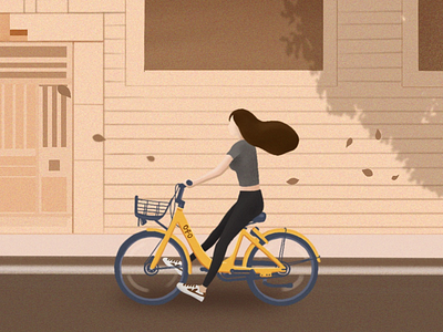 ride illustration ofo bike ride