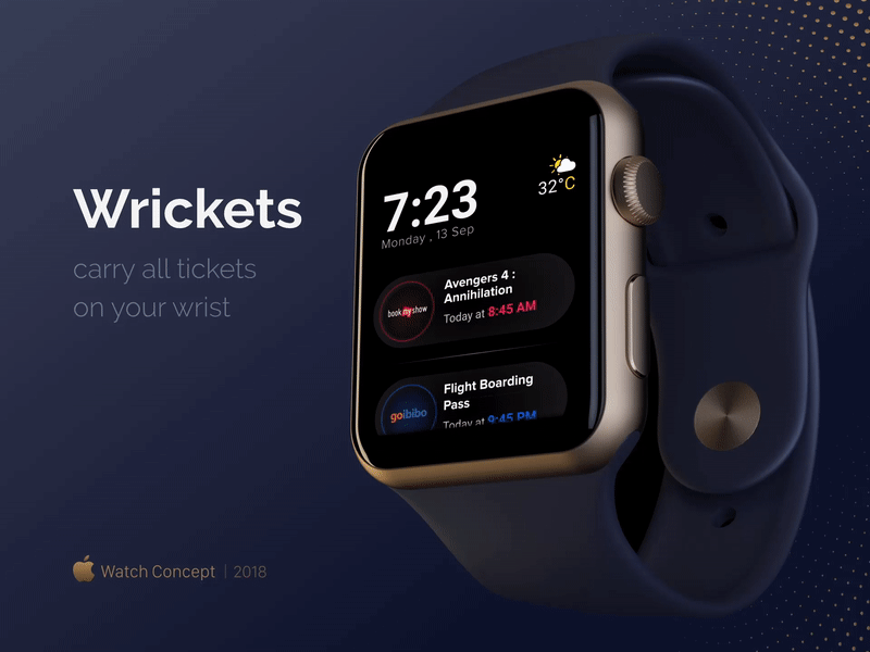 Wrickets Wallet | Apple Watch Concept app concept apple apple watch design flight interaction design motion graphics movie qrcode rapidgems studio ticket ui ux uiux wallet app