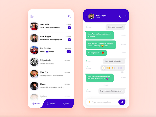 Chat App Screens by Vivek Jose on Dribbble