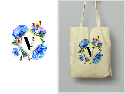 Bag design beautiful blues branding fashion brand flowers illustration print