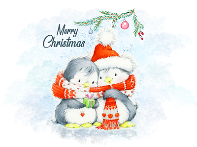 Christmas Illustration #penguins cartoon character design children christmas illustration penguins