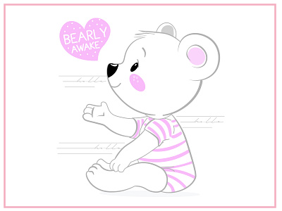 Bear awake bear cartoon children color illustration t shirt design