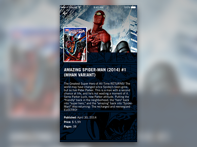 Marvel Comics - Spider-Man background character comics interface ios iphone marvel mobile spider man ui ux